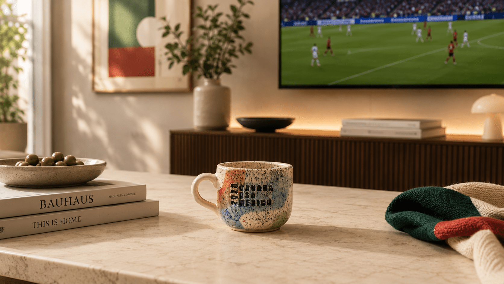¡Goool! Three Nations Soccer Mug 2026 – Handcrafted Mexican Ceramic (México · USA · Canada) - Modern Mexico