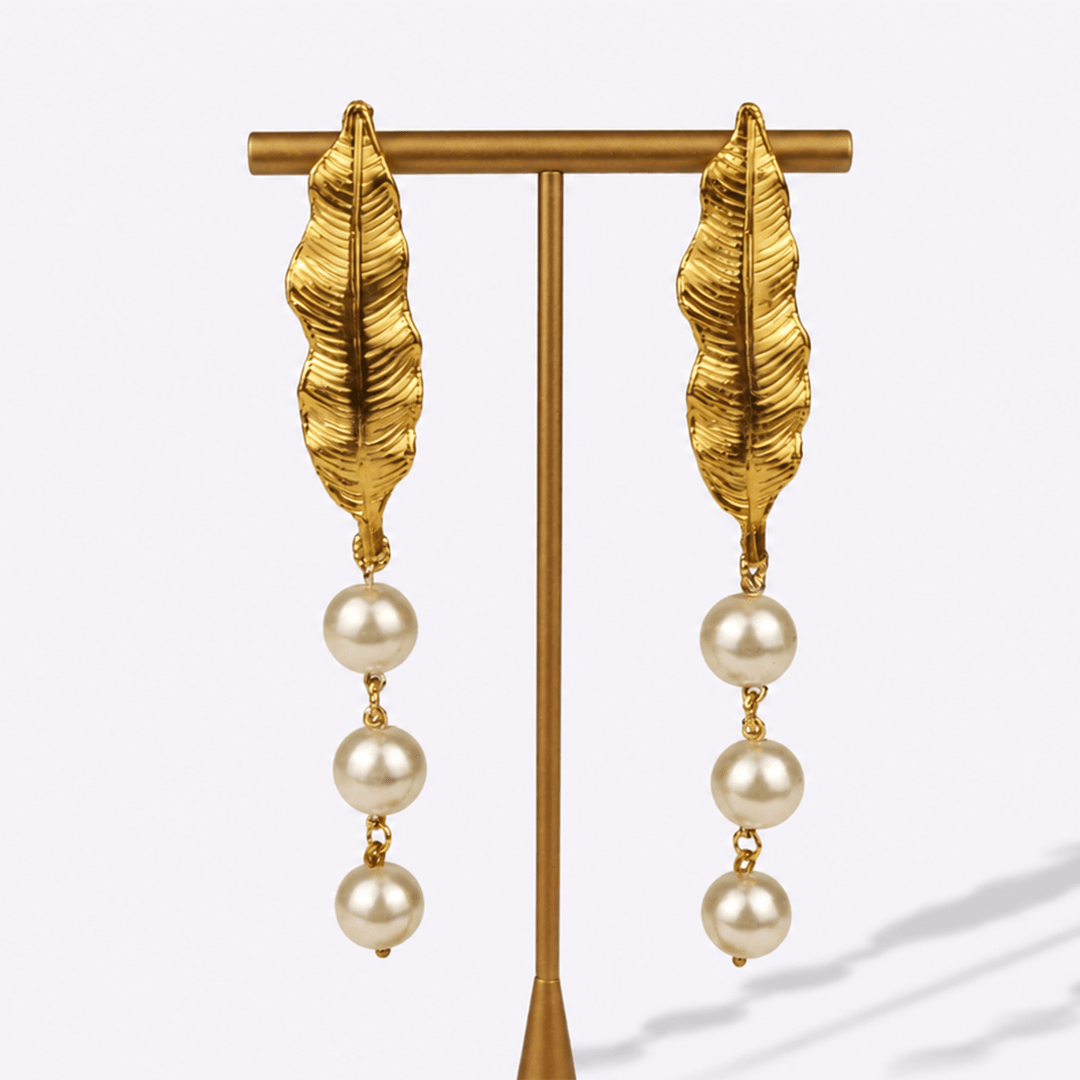 Gold Leaf Drop Earrings - Modern Mexico