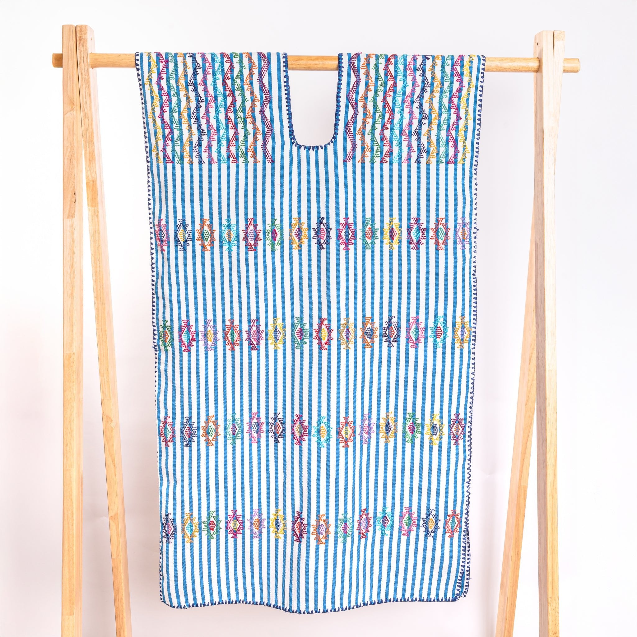 Blue Striped Huipil - Modern Mexico