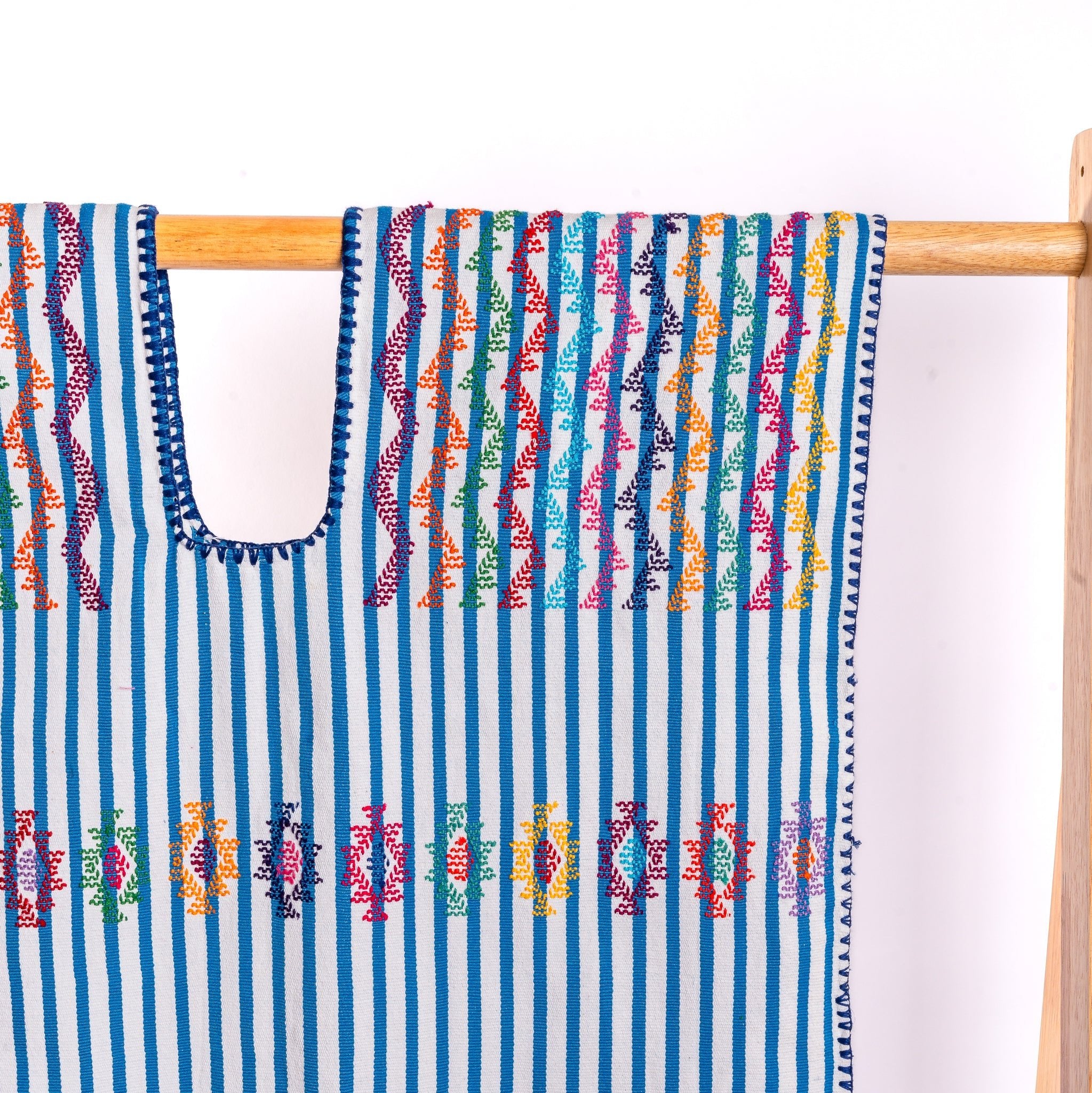 Blue Striped Huipil - Modern Mexico