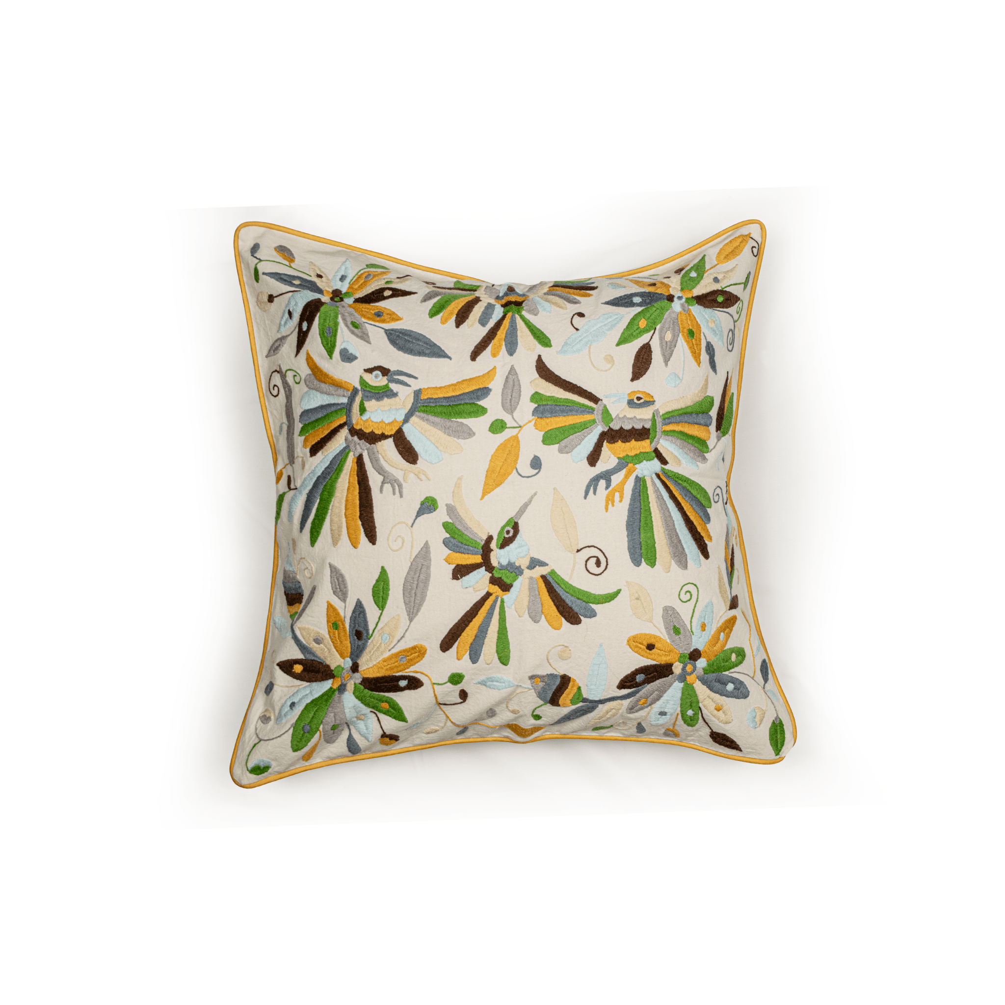 Green Colibrí Cushion Cover - Modern Mexico