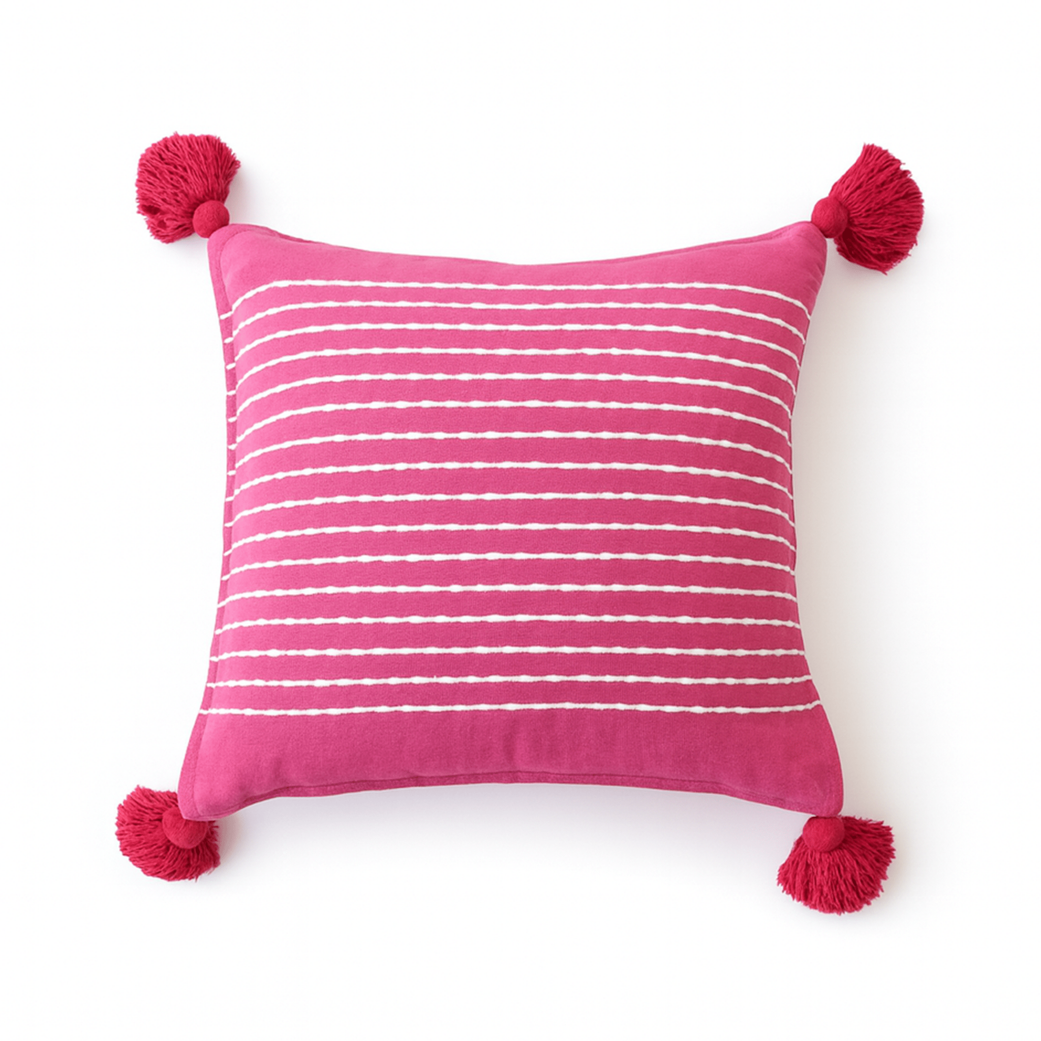 Pompom Throw Pillow Cover - Pink - Modern Mexico