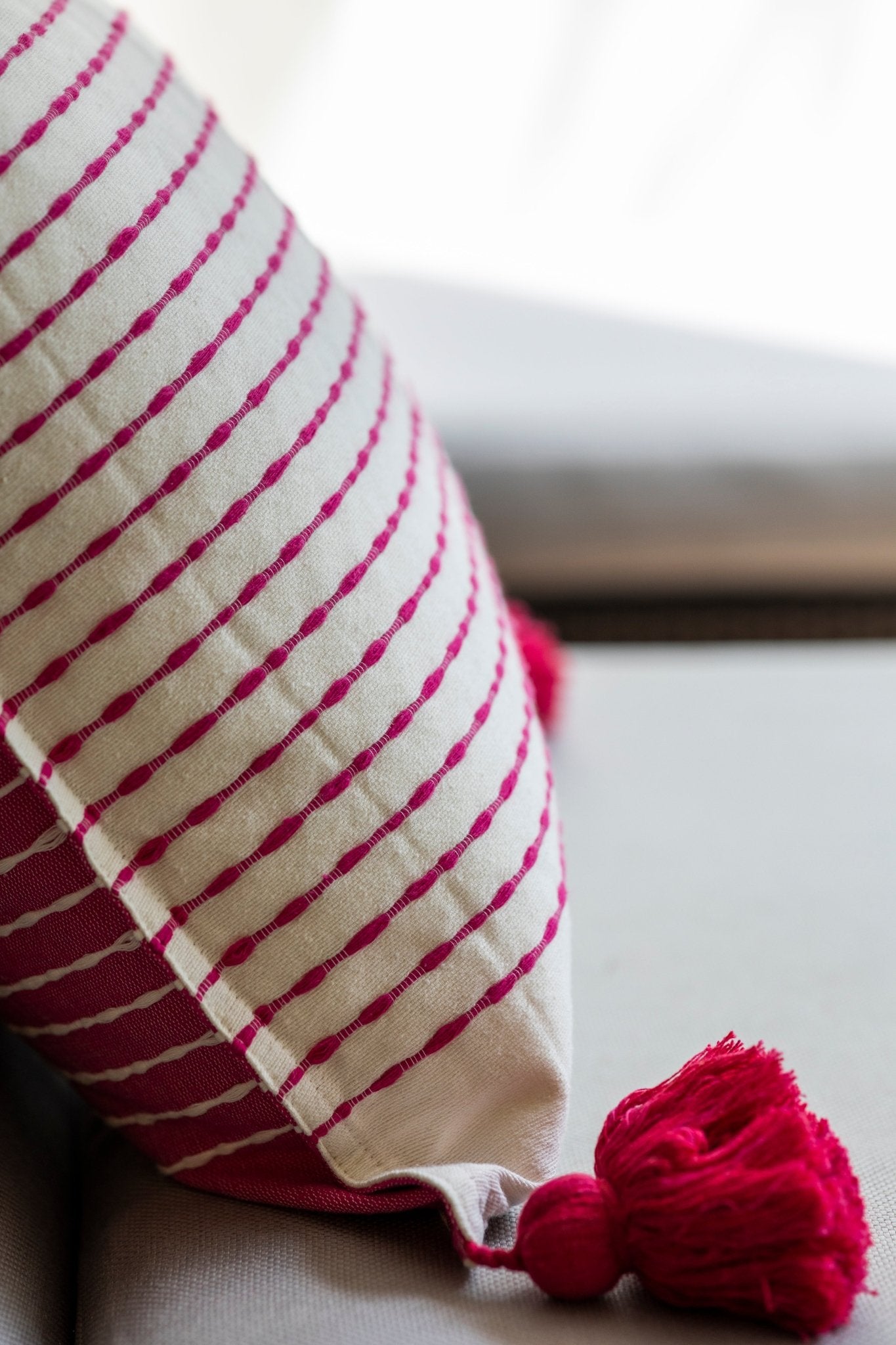 Pompom Throw Pillow Cover - Pink - Modern Mexico
