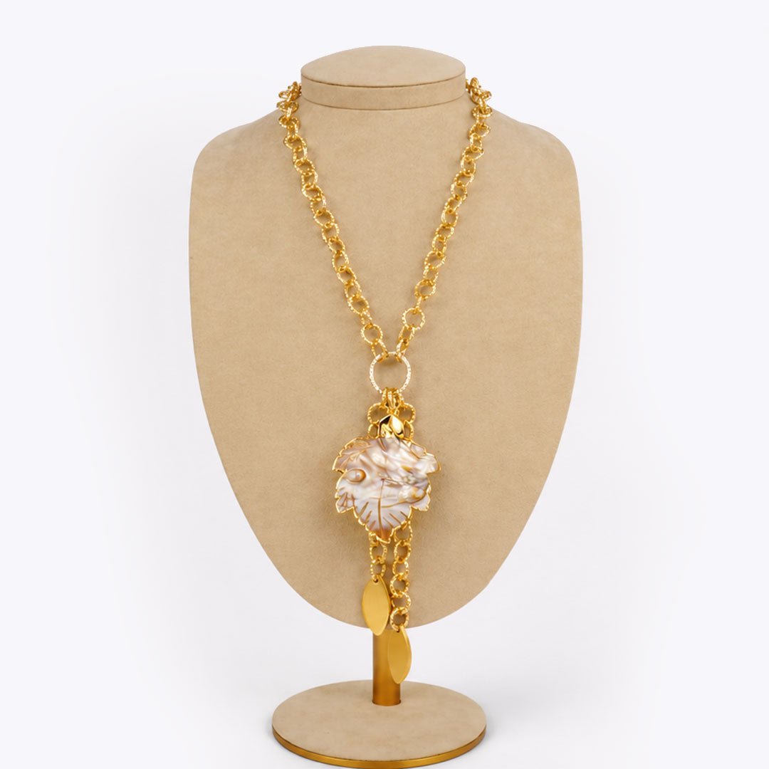 Mother-of-Pearl Leaf Necklace - Modern Mexico