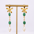 Turquoise & Pearl Flower Earrings - Modern Mexico