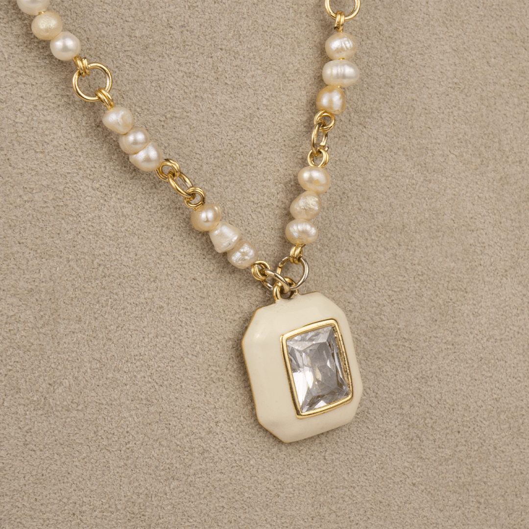 Zircon & Pearl Pendant Necklace - Modern Mexico