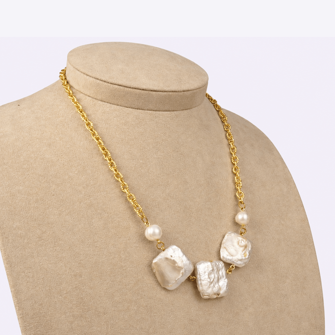 Square Baroque Pearl Choker - Modern Mexico