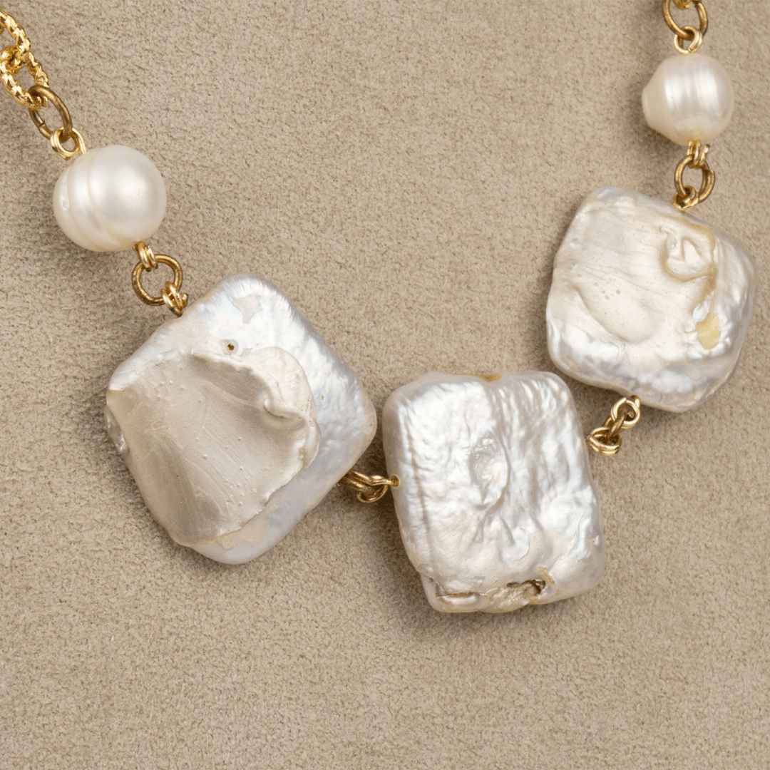 Square Baroque Pearl Choker - Modern Mexico