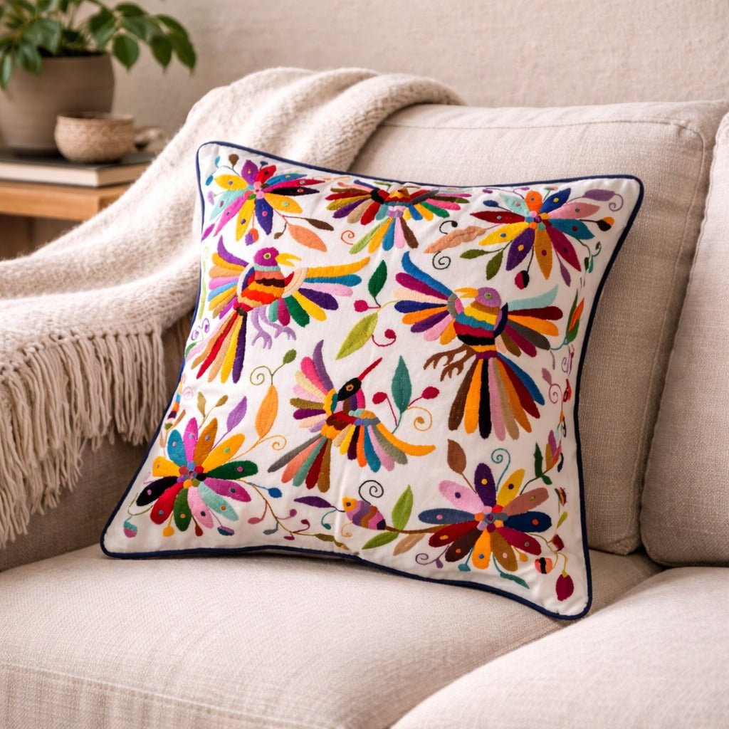 Rainbow Colibrí Cushion Cover - Modern Mexico