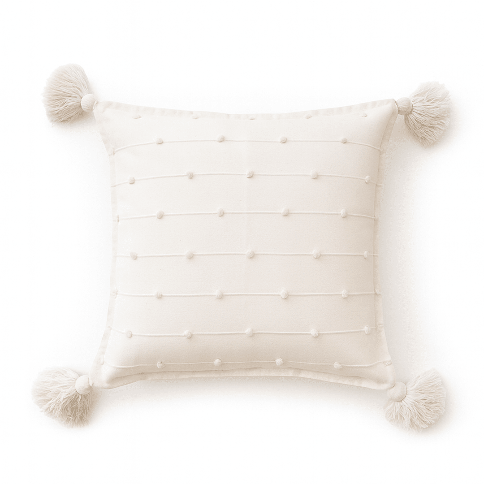 Pompom Throw Pillow Cover - Ivory - Modern Mexico