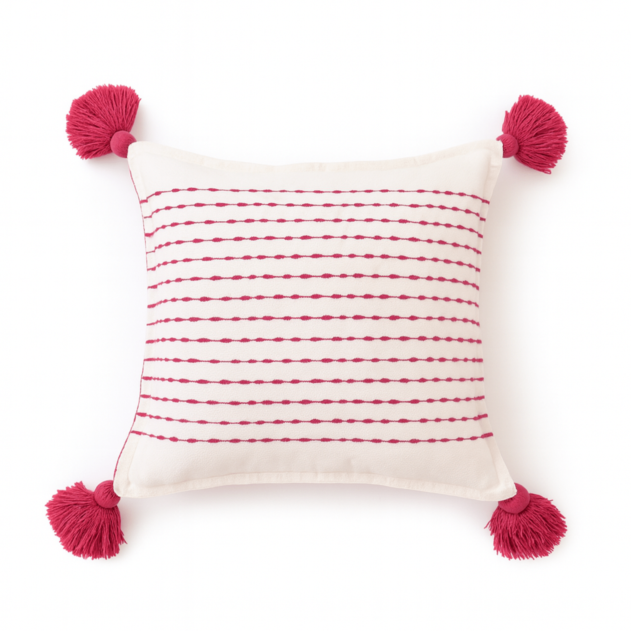 Pompom Throw Pillow Cover - Pink - Modern Mexico