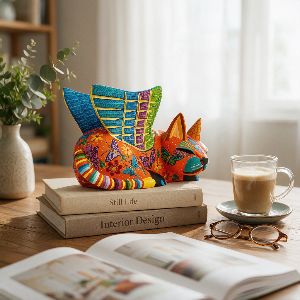 Night Flight Alebrije – Winged Cat - Modern Mexico